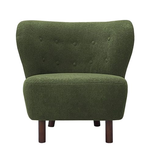 Libra Lewis Green Boucle Fabric Wing Back Occasional Chair