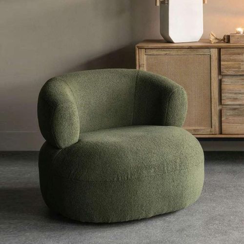Libra Luna Green Boucle Fabric Occasional Chair
