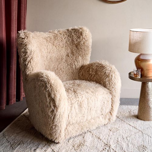 Libra Wallace Beige Faux Sheepskin Armchair