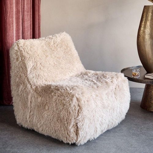 Libra Wallace Beige Faux Sheepskin Swivel Accent Chair