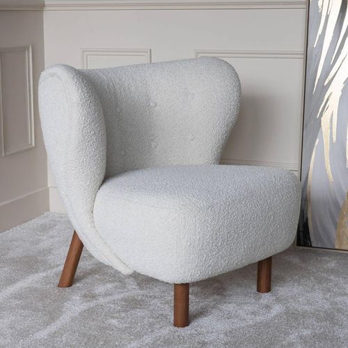 Libra Lewis Cream Boucle Fabric Wing Back Occasional Chair