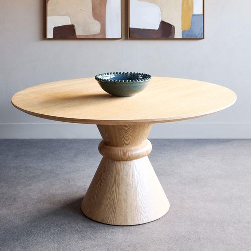 Libra Canberra Natural 6 Seater Round Pedestal Dining Table - 150cm