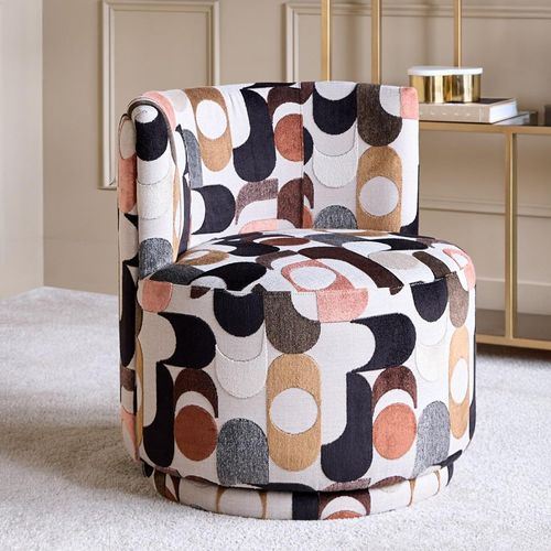 Libra Portico Multicolour Velvet Fabric Swivel Accent Chair