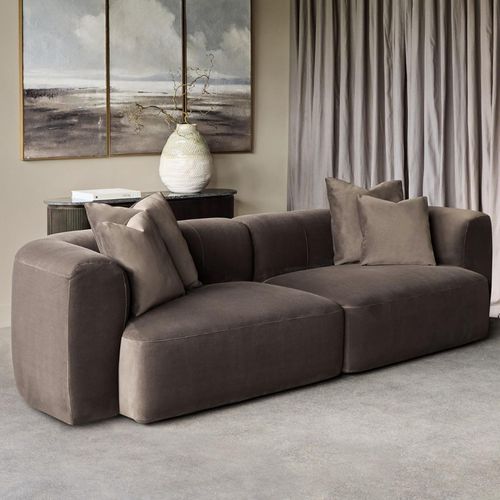 Libra Wicklow Brown Velvet Fabric 4 Seater Sofa