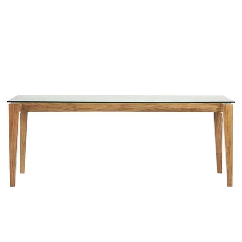 Libra Sleaford Glass and Oak 6 Seater Dining Table - 180cm