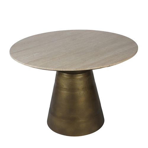 Libra Clifton Travertine Marble 4 Seater Round Pedestal Dining Table - 120cm