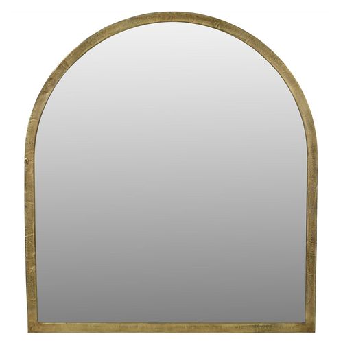 Libra Arched Antique Brass Metal Wall Mirror - 91cm x 102cm