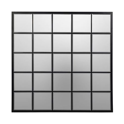 Libra Blakely Black Square Window Wall Mirror - 100cm x 100cm