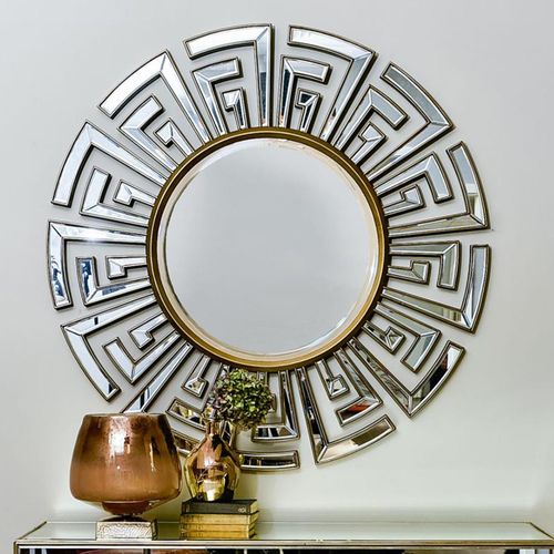 Libra Claridge Deco Gold Round Wall Mirror - 120cm x 120cm