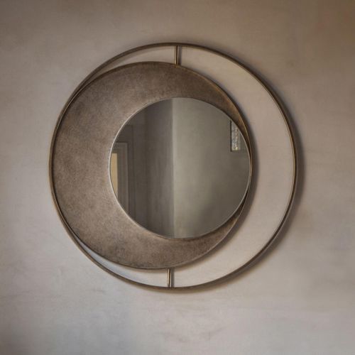Libra Concentric Gold Metal Circles Aged Wall Mirror - 100cm x 100cm