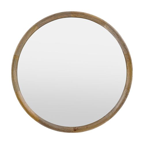 Libra Leon Natural Mango Wood Round Wall Mirror - 90cm x 90cm