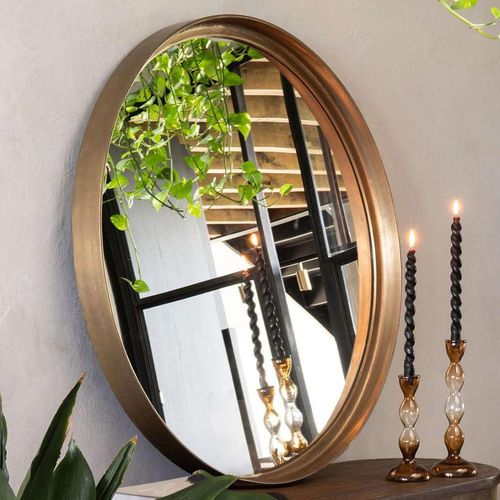 Libra Oslo Antique Brass Round Wall Mirror - 100cm x 100cm