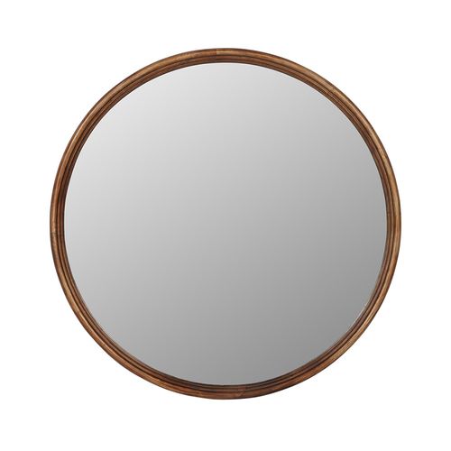 Libra Tilburg Brown Wooden Round Wall Mirror - 80cm x 80cm
