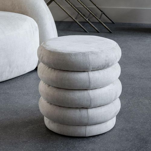 Libra Casa Cream Velvet Fabric Round Stool