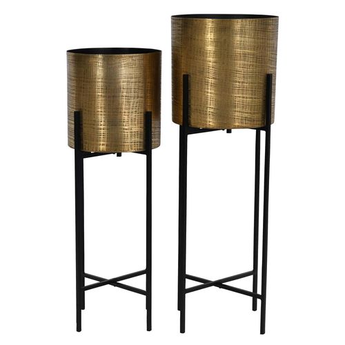 Libra Clyde Antique Brass Floor Standing Planter - Set of 2