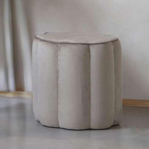 Libra Scallop Taupe Velvet Fabric Footstool