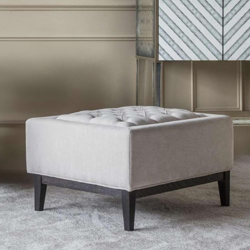Libra Theodore Ivory Fabric Buttoned Footstool