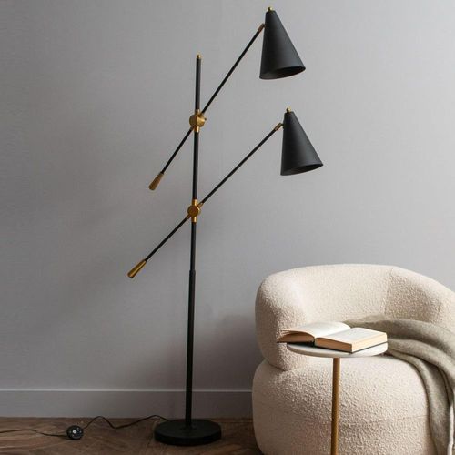 Libra Mercer Black Metal Twin Head Floor Lamp