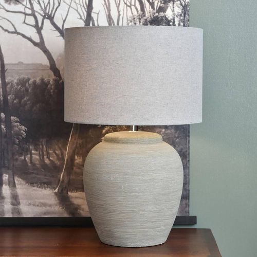 Libra Baslow Etched Grey Ceramic Large Table Lamp