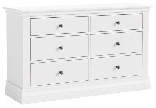 Bordeaux White 6 Drawer Wide Chest