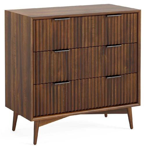 Harley Fluted Dark Wood 3 Drawer Small Chest