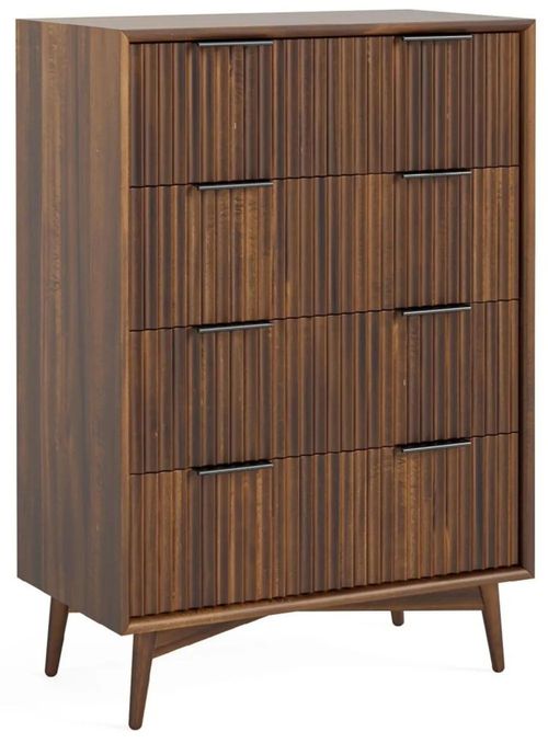 Harley Fluted Dark Wood 4 Drawer Chest