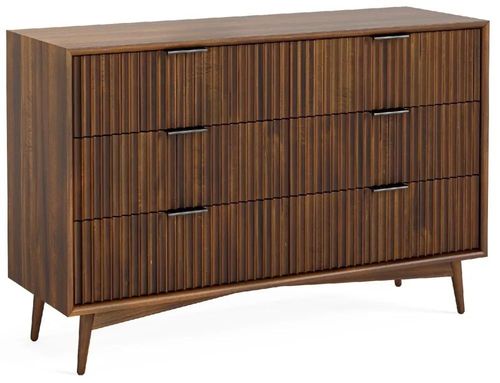 Harley Fluted Dark Wood 6 Drawer Wide Chest