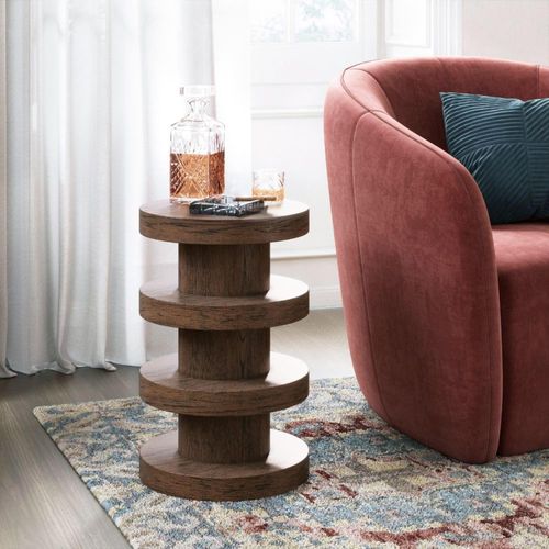 California Dark Oak Bobbin Round Side Table