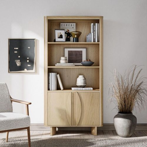 Cara Oak Bookcase with Cupboard