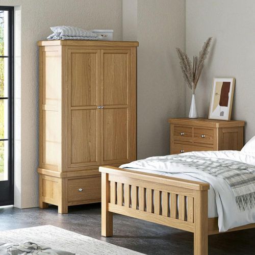 Normandy Oak 2 Door 1 Drawer Wardrobe
