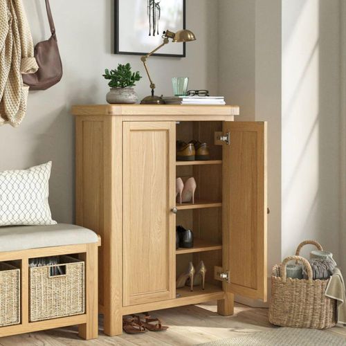 Normandy Oak Storage Shoe Cabinet