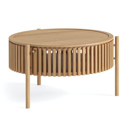 Soho Oak 1 Door Story Round Slatted Coffee Table