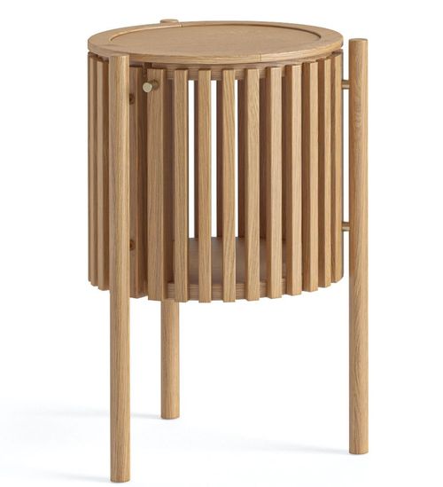 Soho Oak 1 Door Slatted Story Round Side Table