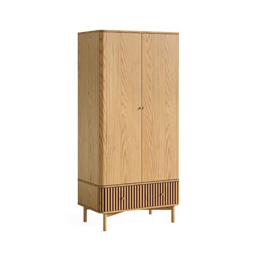 Soho Oak 2 Door 1 Drawer Slatted Wardrobe