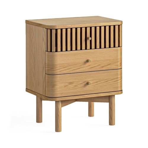 Soho Oak 3 Drawer Slatted Bedside Table