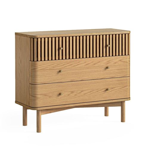 Soho Oak 3 Drawer Slatted Chest