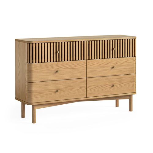 Soho Oak 6 Drawer Slatted Chest