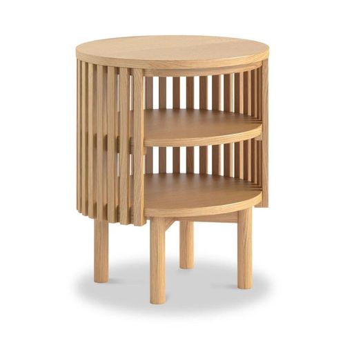 Soho Oak Slatted Round Open Side Table