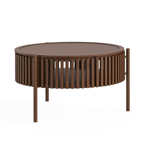 Soho Dark Oak 1 Door Story Round Slatted Coffee Table