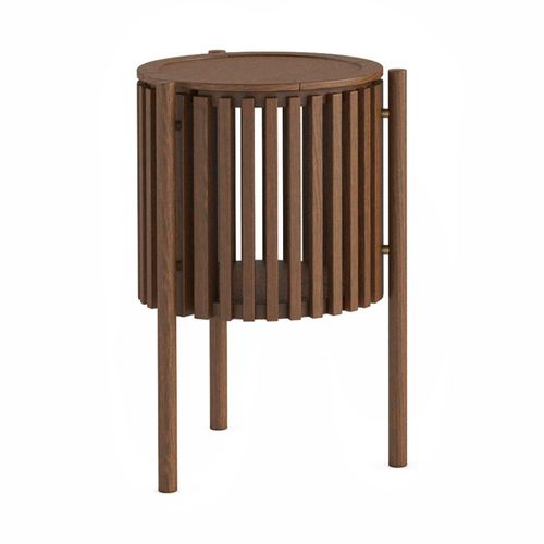 Soho Dark Oak 1 Door Slatted Story Round Side Table