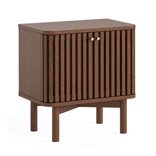 Soho Dark Oak 2 Door Slatted Bedside Table
