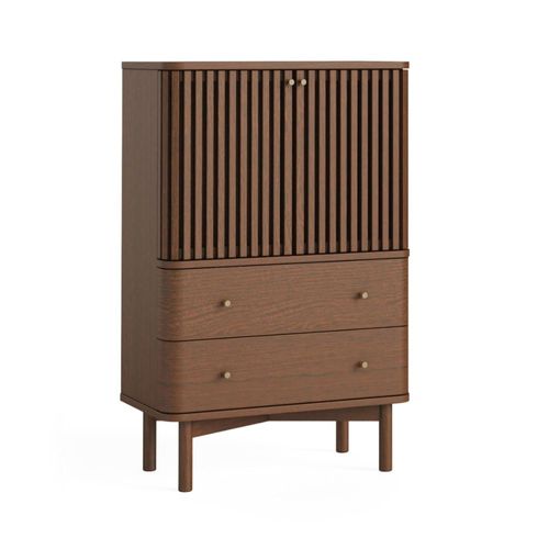 Soho Dark Oak 2 Door Slatted Shoe Cabinet