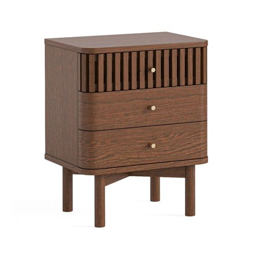 Soho Dark Oak 3 Drawer Slatted Bedside Table