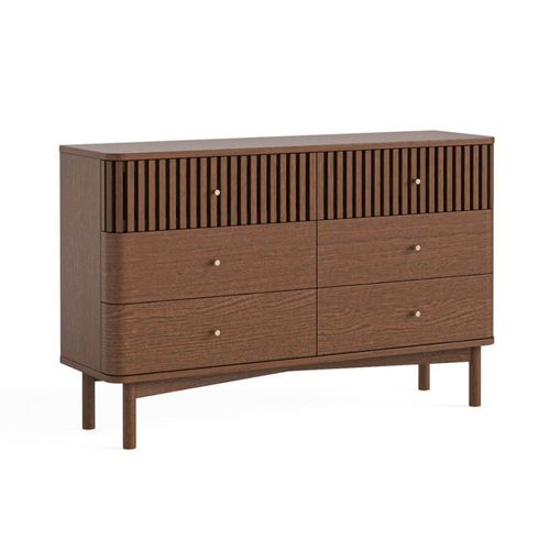 Soho Dark Oak 6 Drawer Slatted Chest