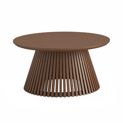 Soho Dark Oak Round Coffee Table with Slatted Base