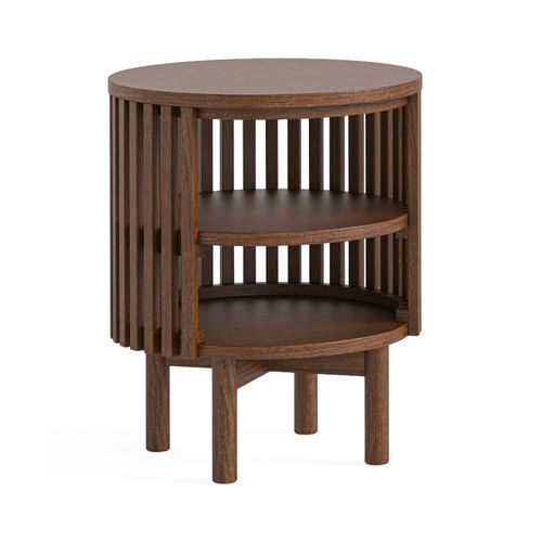 Soho Dark Oak Slatted Round Open Side Table