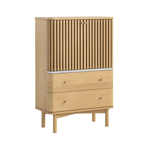 Soho Oak and White 2 Door Slatted Shoe Cabinet