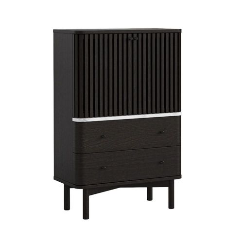 Soho Black 2 Door Slatted Shoe Cabinet