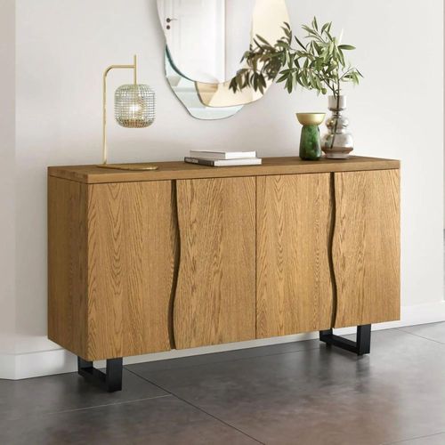 Jersey Oak Industrial Style 4 Door Large Sideboard - 130cm