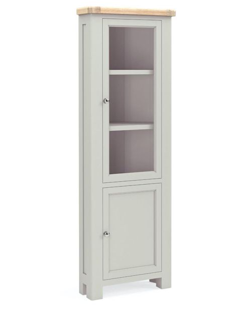 Salcombe Grey Oak Corner Narrow Display Cabinet